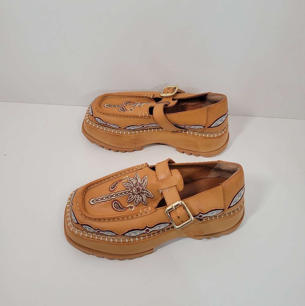 FARM Rio Tan Embroidered Flats